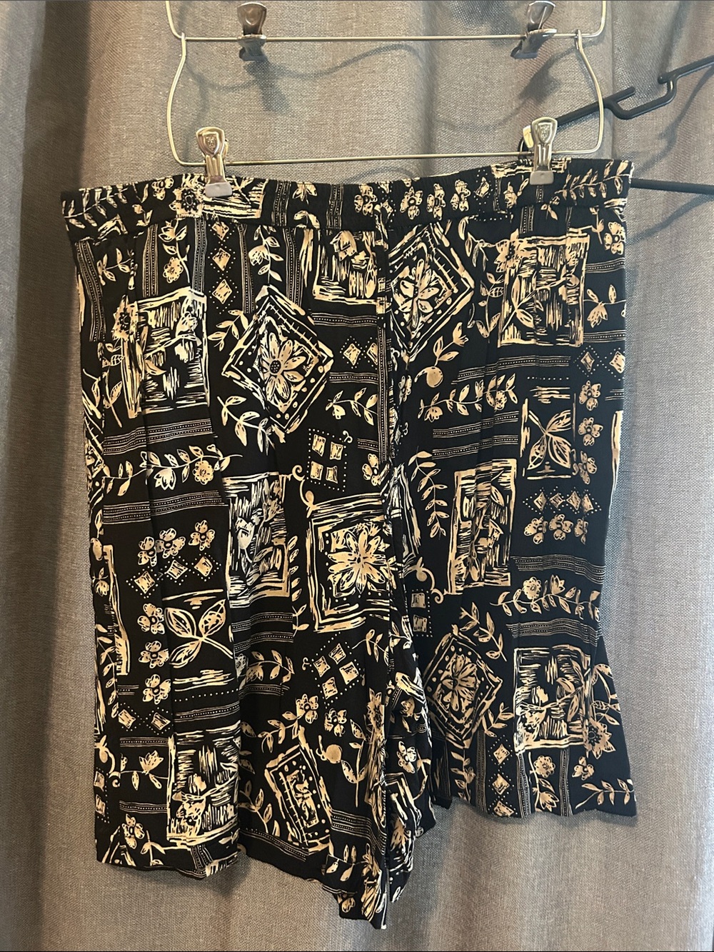 Black Floral & Geometric Print Bermuda Shorts